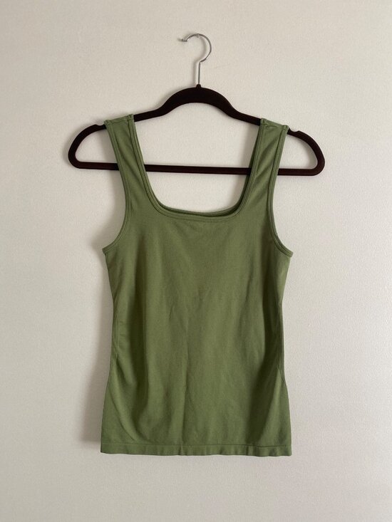 Chances R Tops - Chances R Olive Green Tank Top Stretchy Scoop Neck Size M/L